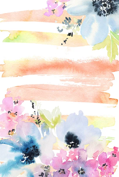 Creative card with watercolor flowers — Stock Photo, Image