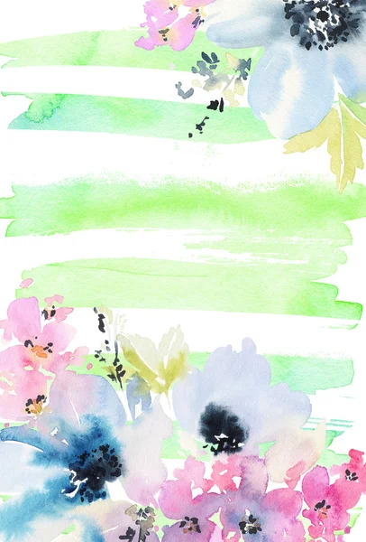 Creative card with watercolor flowers — Stock Photo, Image