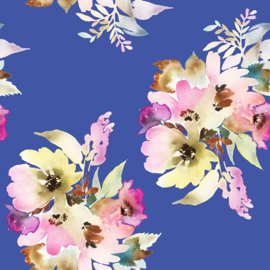 Çiçeklerle suluboya kusursuz desen