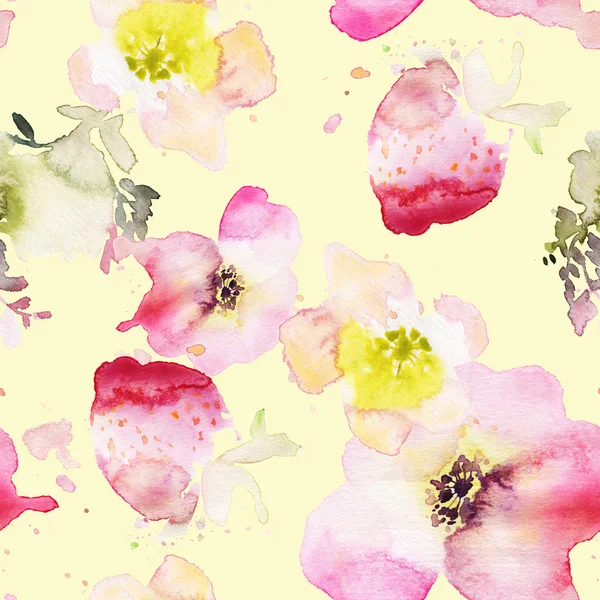 Eper virágok varrat nélküli mintát akvarell. Absztrakt grafika — Stock Fotó