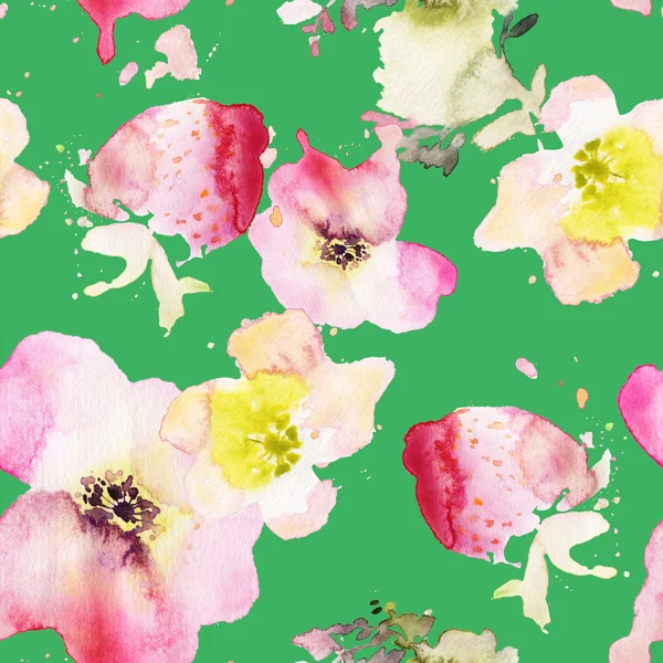 Çilek çiçekler seamless modeli suluboya. Soyut grafik