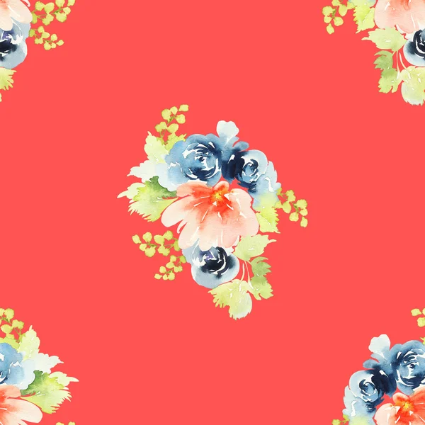 Seamless pattern with flowers watercolor — Stock Photo, Image