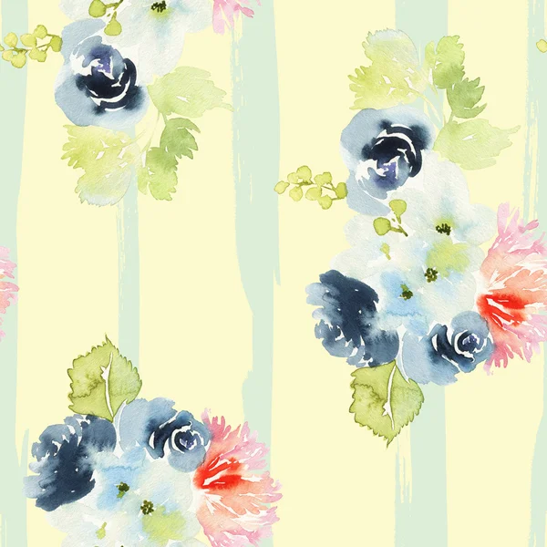 Seamless pattern with flowers watercolor — Stock Photo, Image