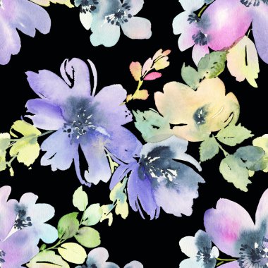 Çiçeklerle suluboya kusursuz desen