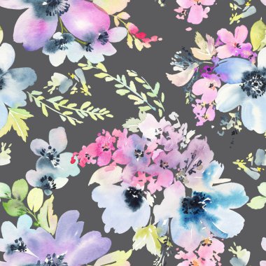 Çiçeklerle suluboya kusursuz desen