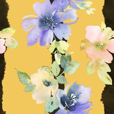 Çiçeklerle suluboya kusursuz desen