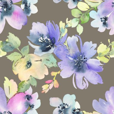 Çiçeklerle suluboya kusursuz desen