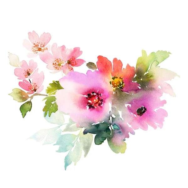 Flores aquarela ilustração — Fotografia de Stock