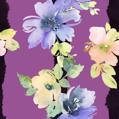 Çiçeklerle suluboya kusursuz desen