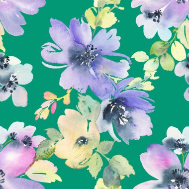 Çiçeklerle suluboya kusursuz desen