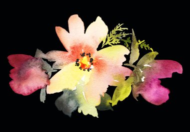 Çiçekler suluboya çizimi