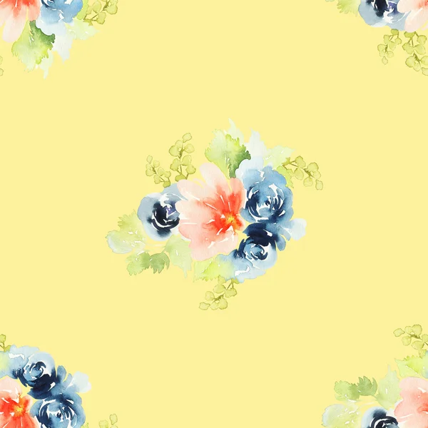 Seamless pattern with flowers watercolor — Stock Photo, Image