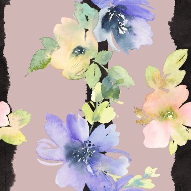 Çiçeklerle suluboya kusursuz desen