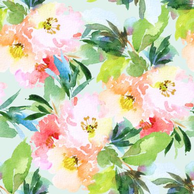 Çiçeklerle suluboya kusursuz desen