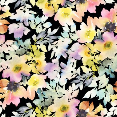 Çiçeklerle suluboya kusursuz desen