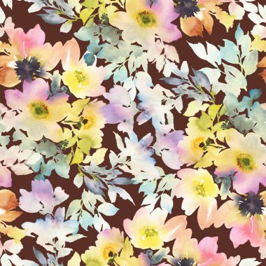 Çiçeklerle suluboya kusursuz desen