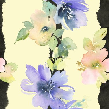 Çiçeklerle suluboya kusursuz desen