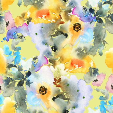 Çiçeklerle suluboya kusursuz desen