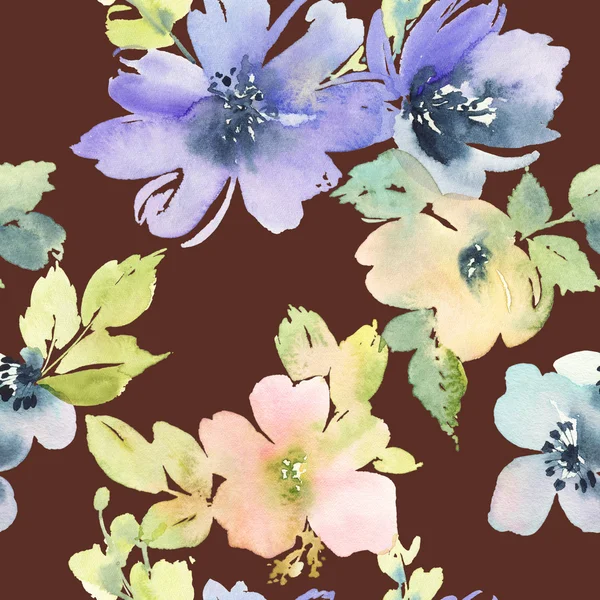 Seamless pattern with flowers watercolor — Stock Photo, Image