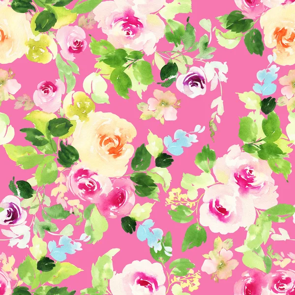 Seamless pattern with flowers watercolor — Stock Photo, Image