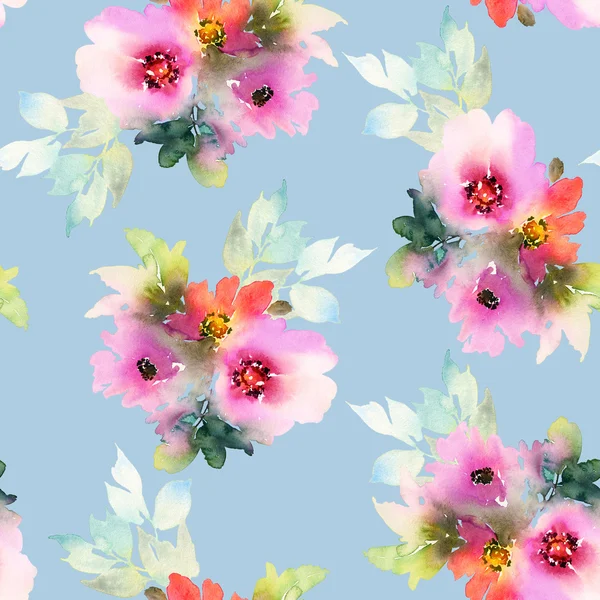 Seamless pattern with flowers watercolor — Stock Photo, Image