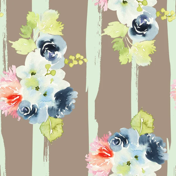 Seamless pattern with flowers watercolor — Stock Photo, Image