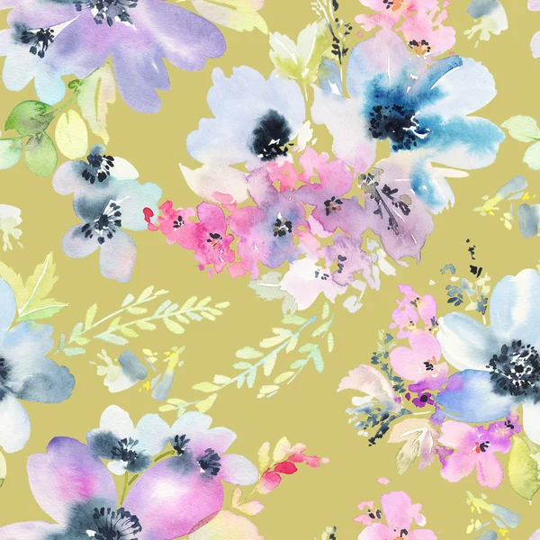 Seamless pattern with flowers watercolor — Stock Photo, Image