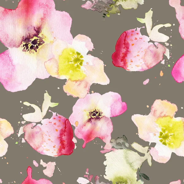 Полуничні квіти безшовний візерунок акварель. Абстрактна графіка — стокове фото