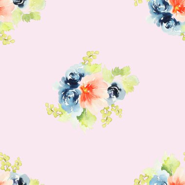 Çiçeklerle suluboya kusursuz desen