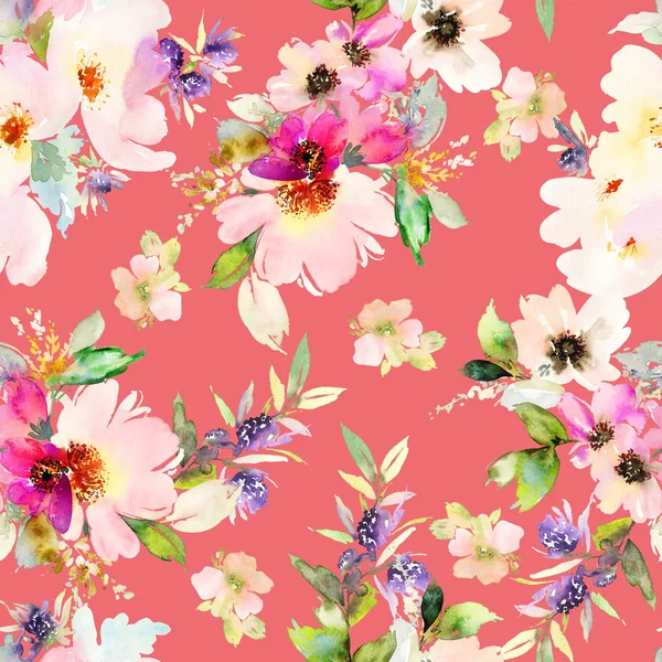 Çiçeklerle suluboya kusursuz desen