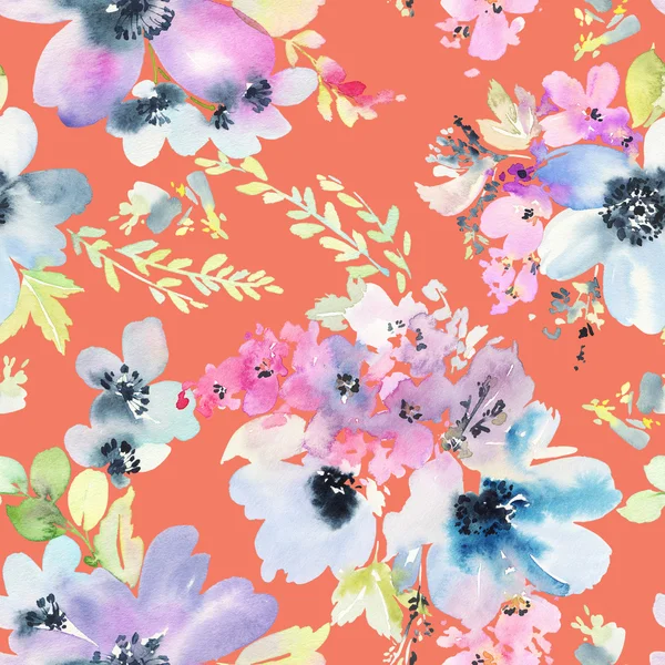 Çiçeklerle suluboya kusursuz desen