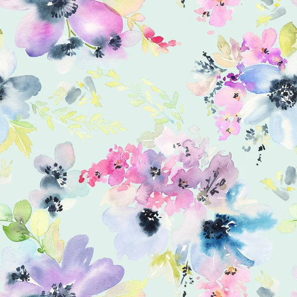 Çiçeklerle suluboya kusursuz desen