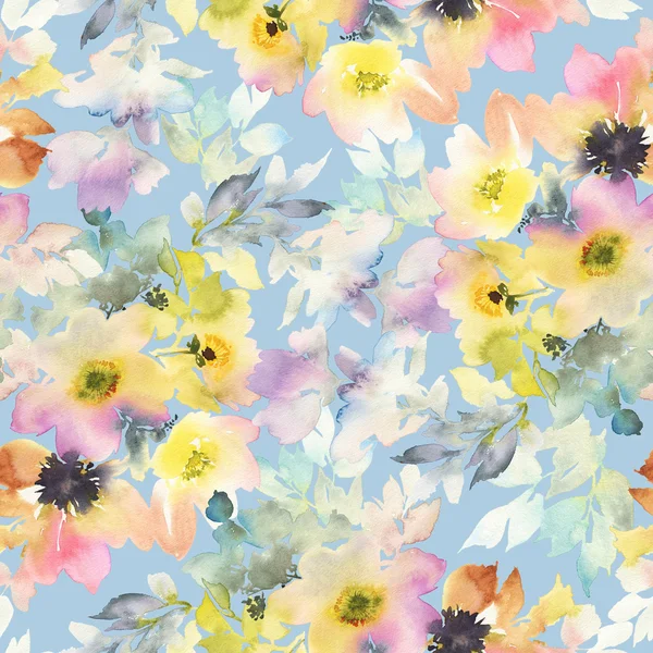 Çiçeklerle suluboya kusursuz desen