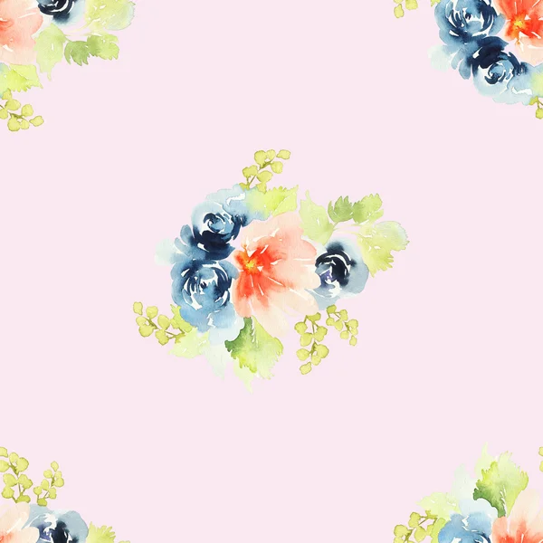 Seamless pattern with flowers watercolor — Stock Photo, Image