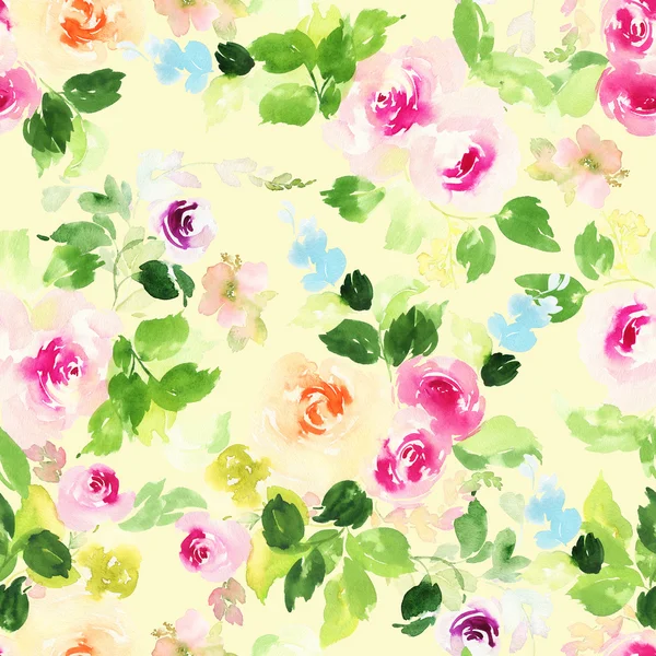 Sömlöst mönster med blommor akvarell — Stockfoto
