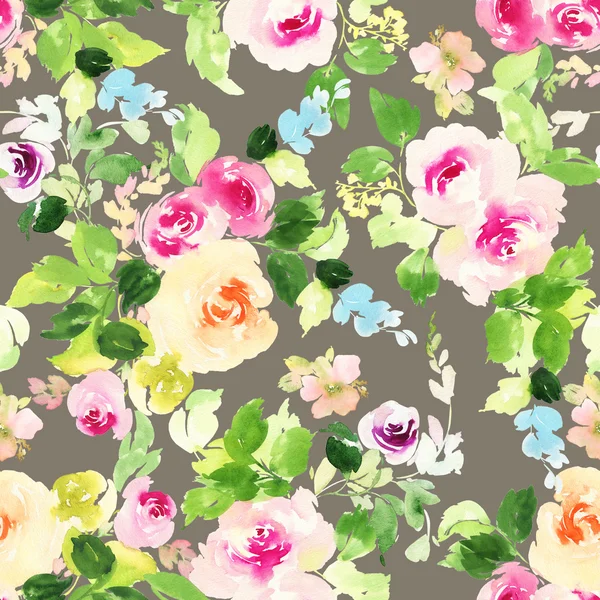 Seamless pattern with flowers watercolor — Stock Photo, Image