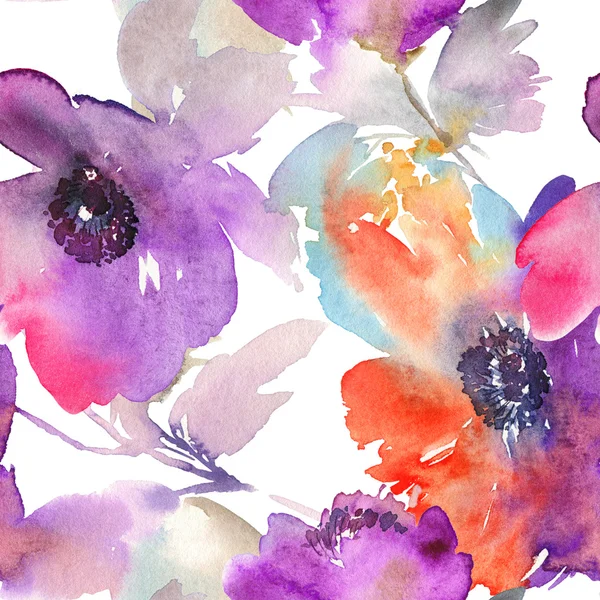 Акварель пурпурні квіти — стокове фото