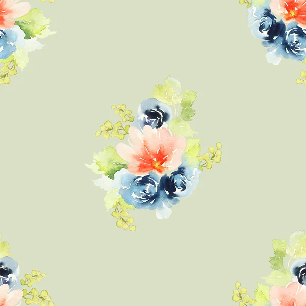 Seamless pattern with flowers watercolor — Stock Photo, Image