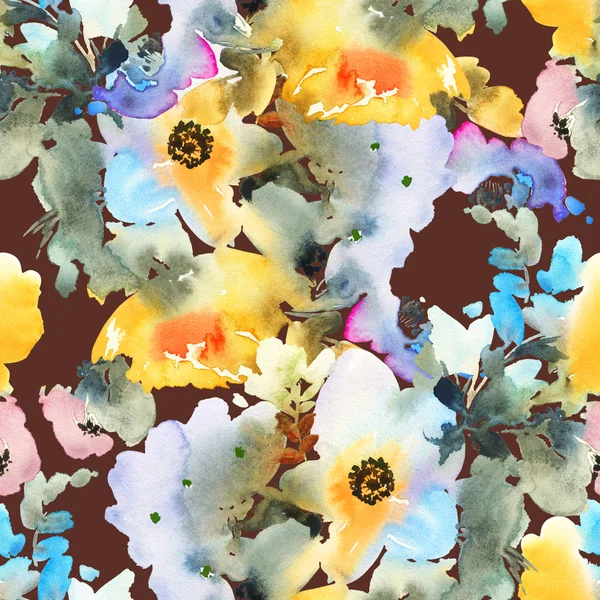 Çiçeklerle suluboya kusursuz desen