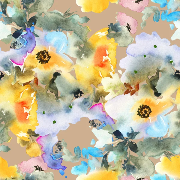 Çiçeklerle suluboya kusursuz desen