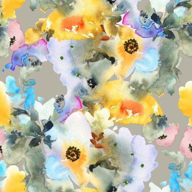 Çiçeklerle suluboya kusursuz desen