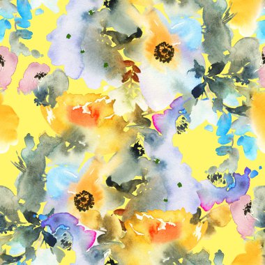 Çiçeklerle suluboya kusursuz desen