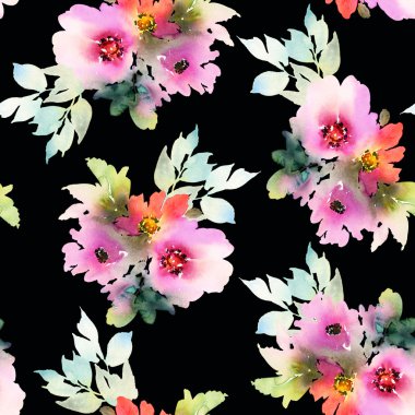 Çiçeklerle suluboya kusursuz desen