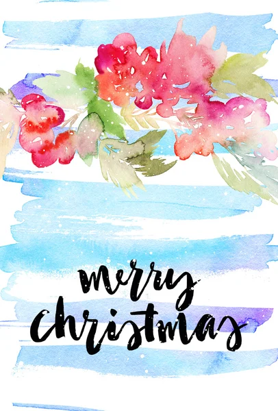 Christmas card. Watercolor illustration handmade. — Stock Photo, Image