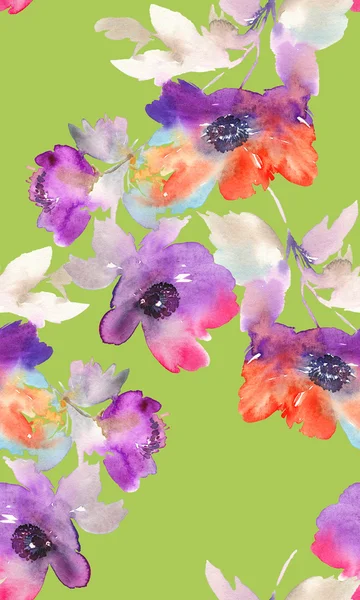 Roxo flores aquarela — Fotografia de Stock