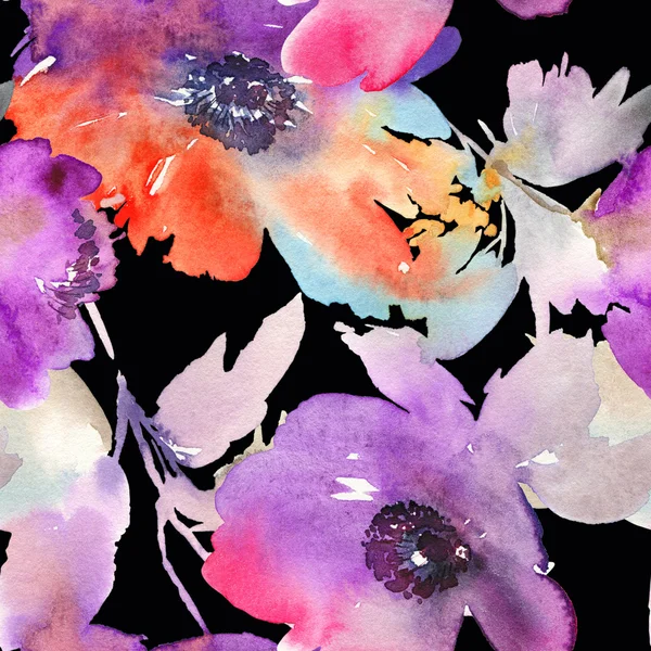 Lila akvarell blommor — Stockfoto