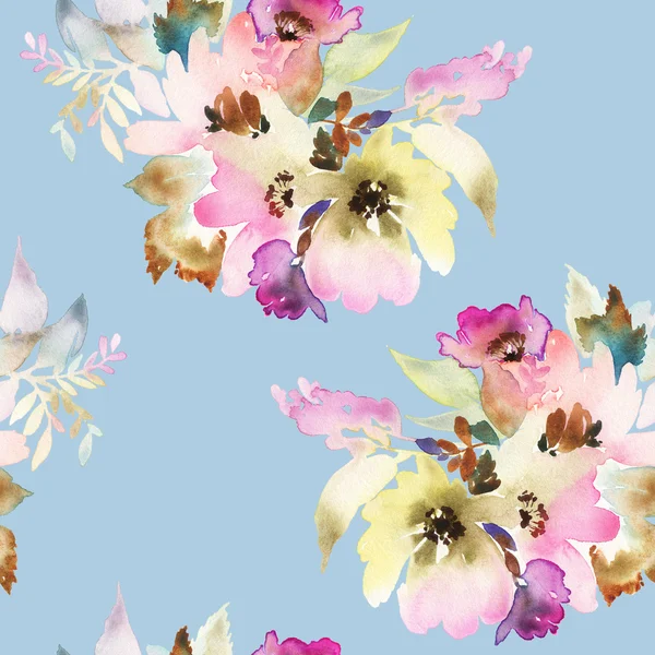 Seamless pattern with flowers watercolor — Stock Photo, Image