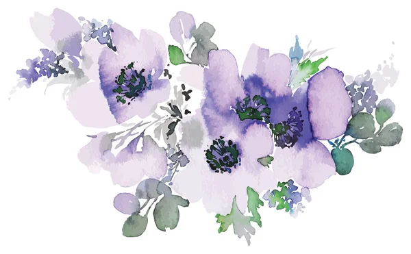Květiny akvarel ilustrace — Stockový vektor