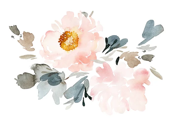 Carte Voeux Avec Fleurs Aquarelle Fait Main — Photo