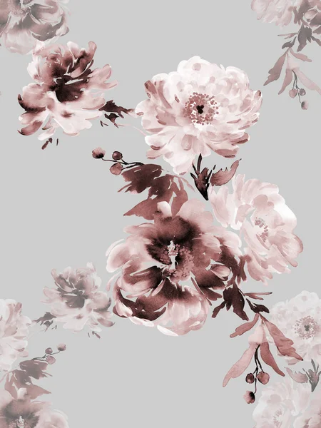 Płynny Letni Wzór Akwarelowymi Kwiatami Ręcznie — Zdjęcie stockowe